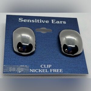 Sensitive Silver Ears Clip-On Earrings